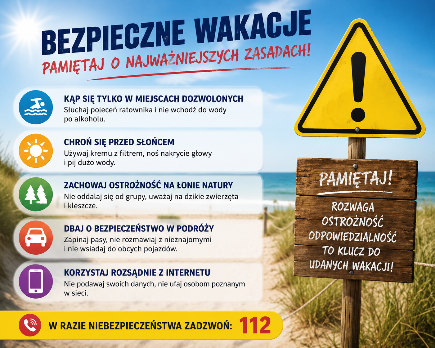 foto:  Bezpieczne wakacje – czas beztroskiego i odpowiedzialnego odpoczynku